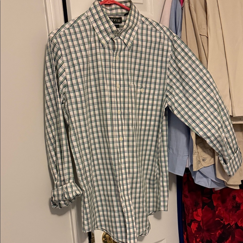 Orvis Men's Checkered Shirt in Green and White